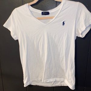 ‘Polo Ralph Lauren’ White V-Neck T-Shirt, Size M